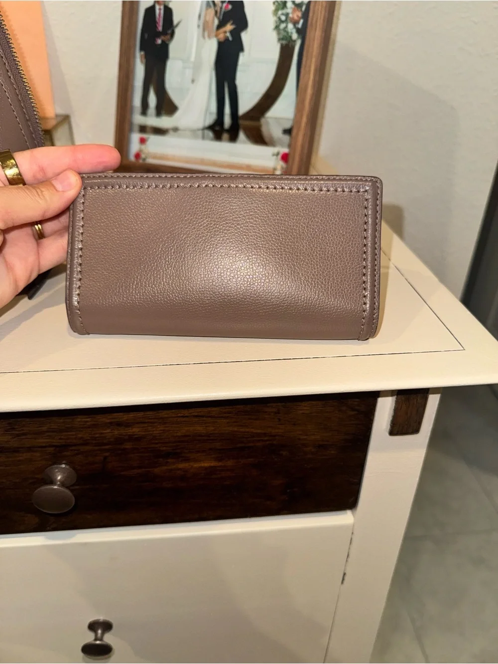 Kate Spade Pebbled Leather Dome Purse with Wallet - Mauve Taupe